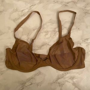 CUUP 34D The Plunge Mesh Bra Tan Brown Sheer Underwire